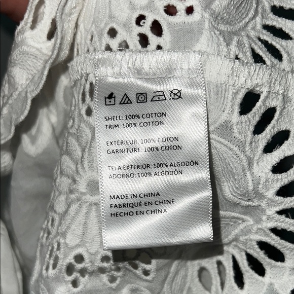 Anthropologie White Cap Sleeve Tie Front Crop Blouse - Picture 5 of 5